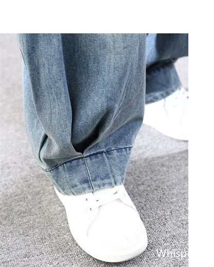 2023 New Loose Large Size Denim Wide Leg Haren Pants Female Art With Chinese Style Casual Sagging Jeans Bloomers Woman Clothing