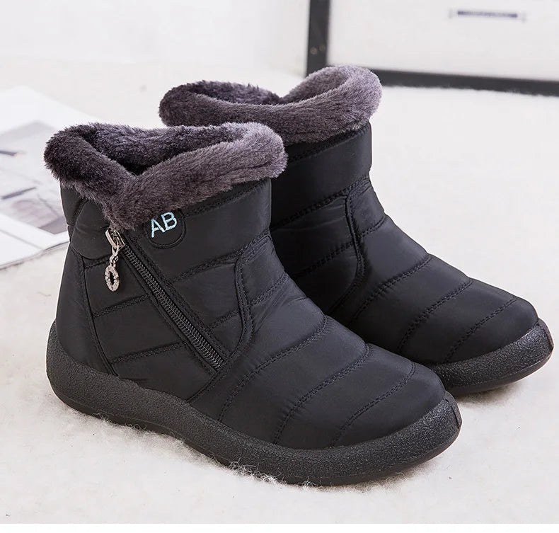 Women's Winter Fur-Lined Snow Boots – Ultra Warm Low-Heel Ankle Booties for Cold Weather