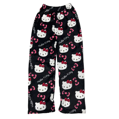 Hello Kitty Pijama de flanela feminina, calça de lã quente, anime kawaii, pret