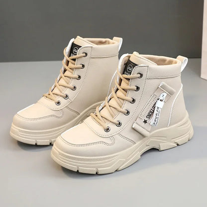 2024 Women's Winter Waterproof Snow Boots – High-Top Height-Increasing Plus Platform Ankle Boots with Cotton Lining