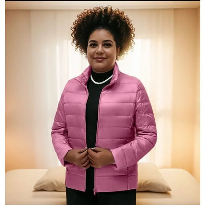 Plus size jaqueta feminina curto ultra leve embalável puffer casacos moda femin