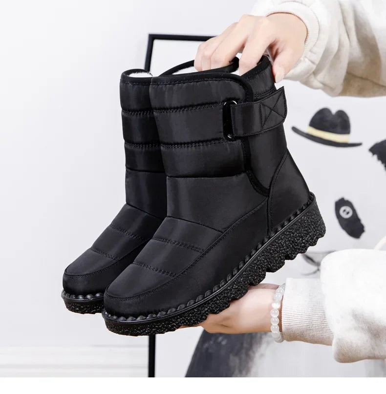 Women's Waterproof Winter Snow Boots – 2025 New Faux Fur Long Plush Platform Ankle Boots with Warm Cotton Lining