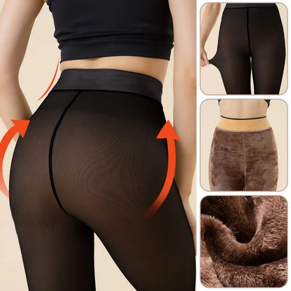 New Winter Warm Black Brown Leggings Sexy Thermal Pantyhose Women Fleece Tights Ladies Fake Translucent Thermal Stockings