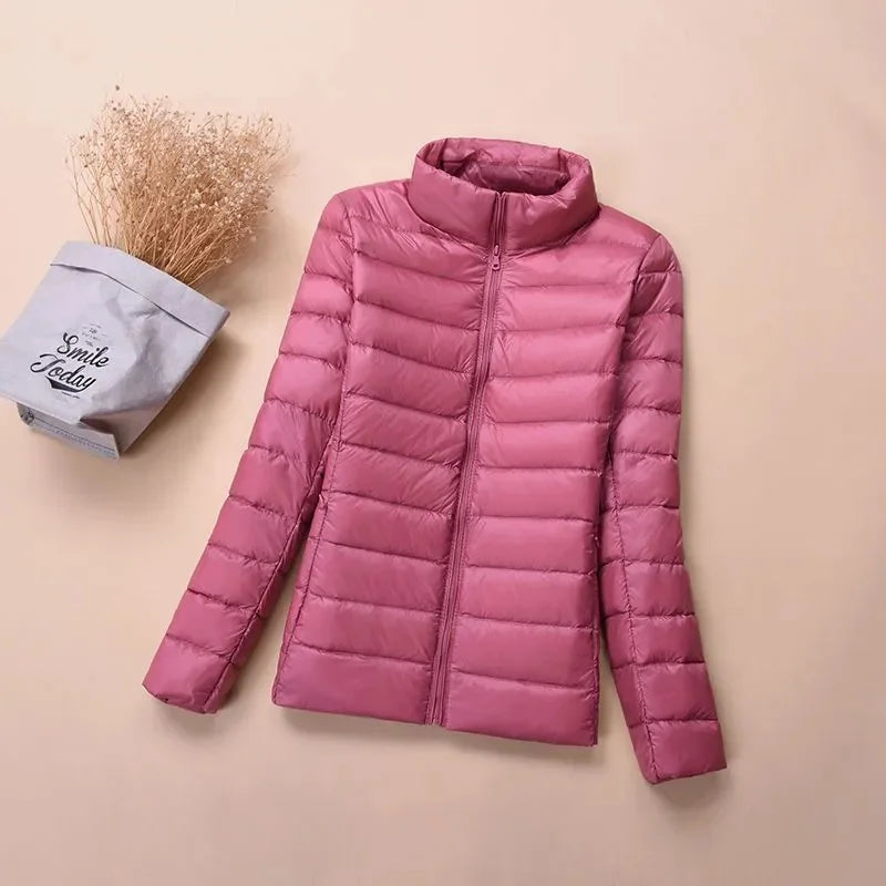 Women's Warm Quilted Cotton Hooded Jacket, Short Parka with High Collar, Oversized Coat, Fall & Winter Tops, New