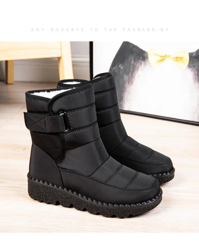 Women's Waterproof Winter Snow Boots – 2025 New Faux Fur Long Plush Platform Ankle Boots with Warm Cotton Lining