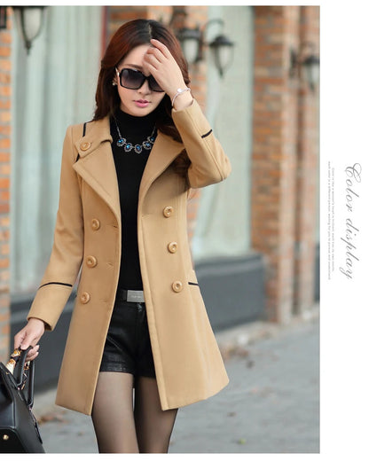 Autumn Winter Women Wool Coat 2024 Ladies Woolen Long Coat Female Fashion Slim-f