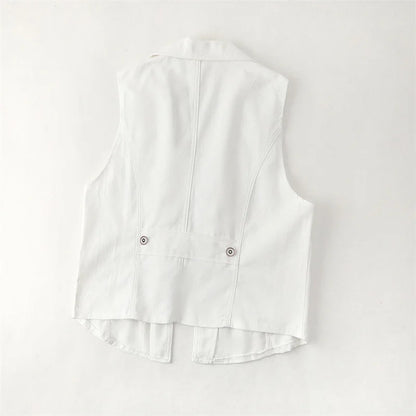 Women's Denim Vest 2024 New Ladies White Jean Jacket Fashion Waistcoat Summer Ve