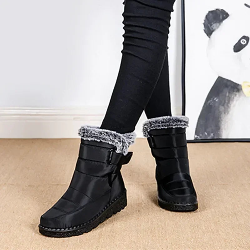 Women's Waterproof Winter Snow Boots – 2025 New Faux Fur Long Plush Platform Ankle Boots with Warm Cotton Lining