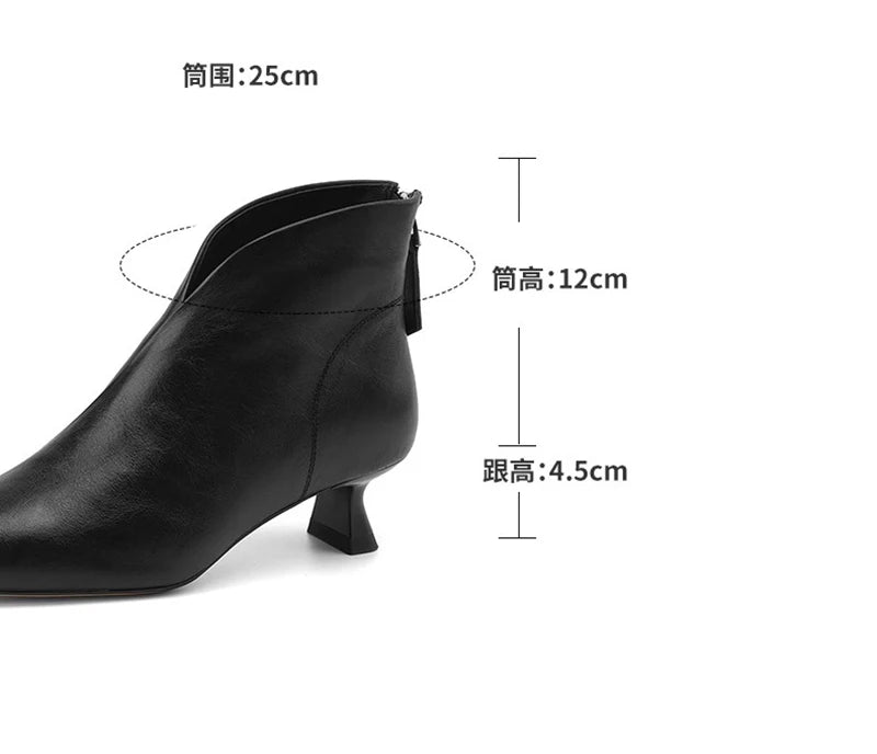 Women's Vintage Pointed Toe Ankle Boots – Elegant Autumn/Winter Booties with Zippers & Square Heels