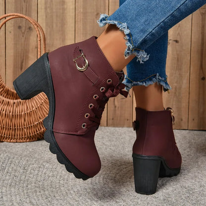 2024 Women's High Heel Ankle Boots – Fashionable Autumn/Winter Booties in Brown & Black