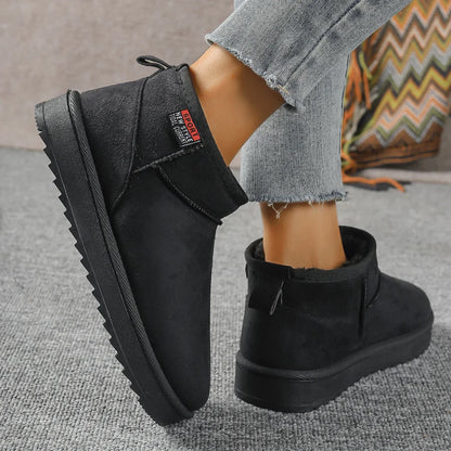 2024 Women's Suede Ankle Snow Boots – Warm & Comfortable Winter Flats, Casual Non-Slip Walking Shoes