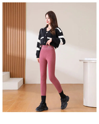 Women Leggings Winter Velvet Thickened Cotton Stretchy Legging High Waist Solid Casual Fleece Warm Tights Pants