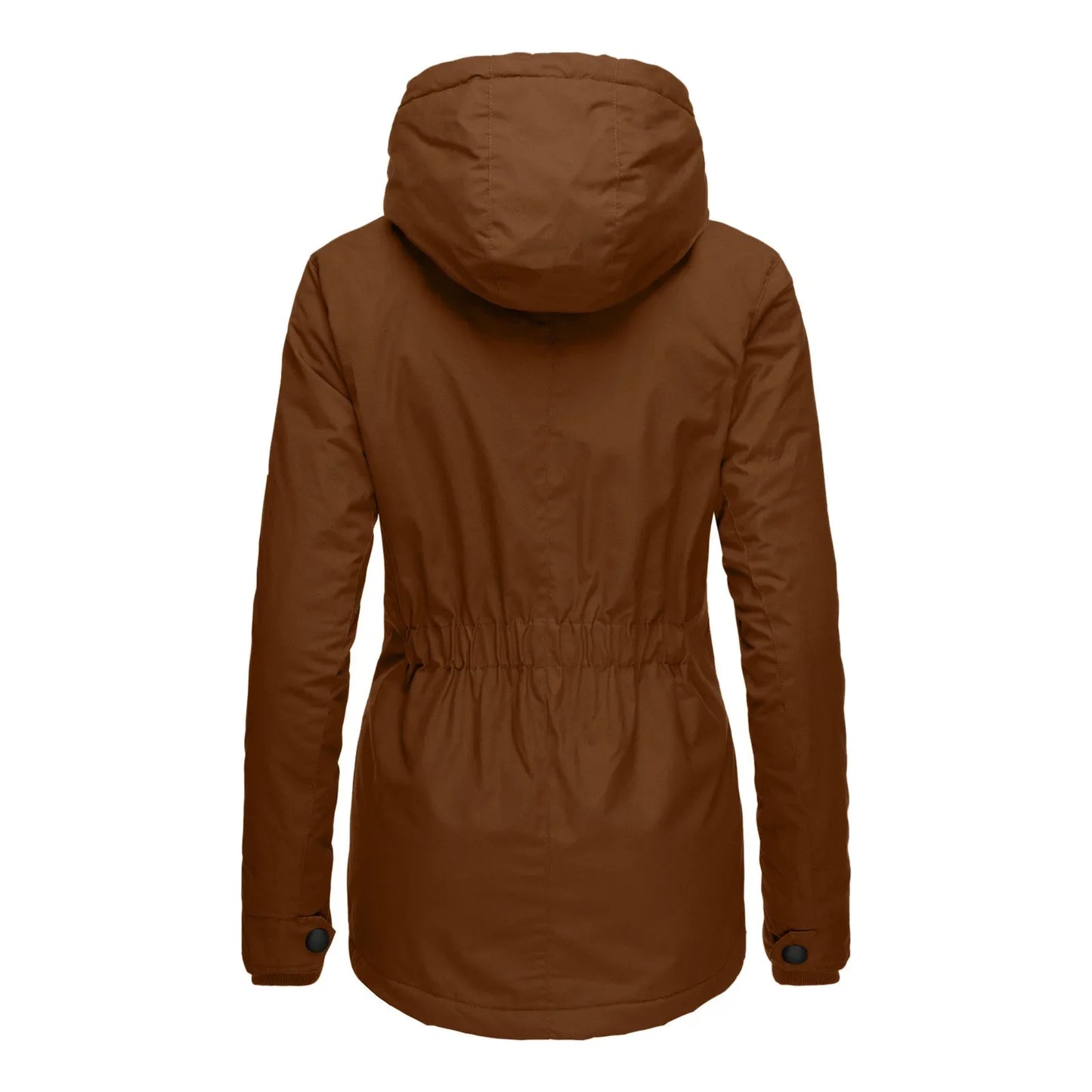 2021 New Style Women's Autumn/Winter Wool-Lined Long Sleeve Jacket - Solid Color Zip-Up Pocket Parka