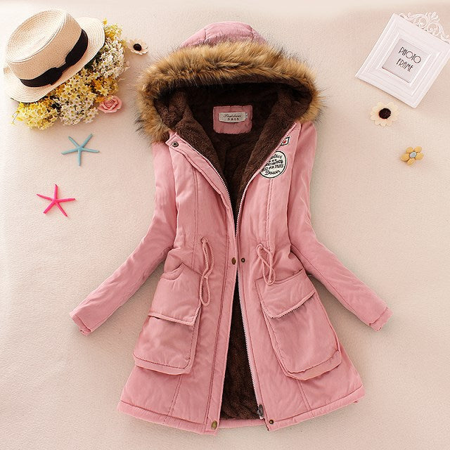 Lightweight Quilted Cotton Jacket for Women - Casual Hooded Parka, Warm Coat for