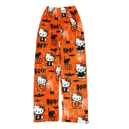 Hello Kitty Pijama de flanela feminina, calça de lã quente, anime kawaii, pret