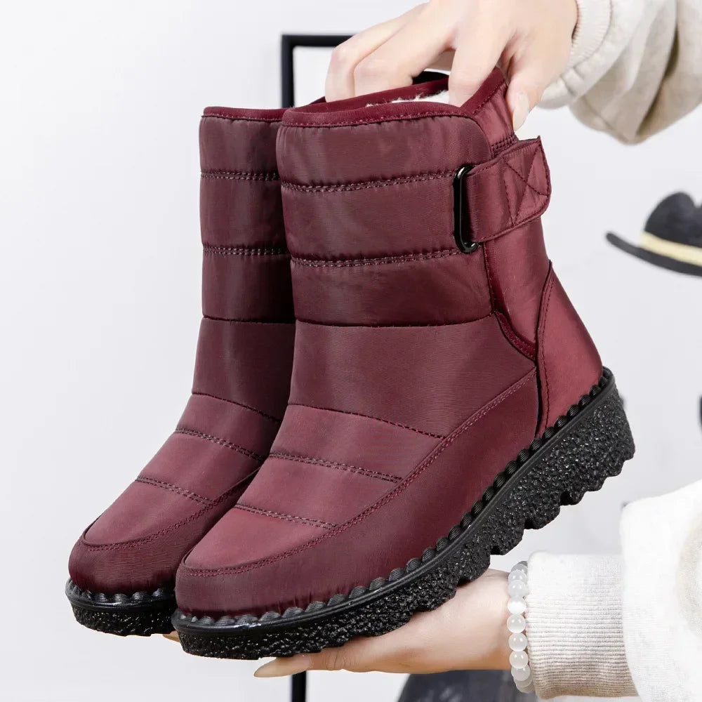 Women's Waterproof Winter Snow Boots – 2025 New Faux Fur Long Plush Platform Ankle Boots with Warm Cotton Lining