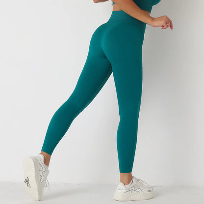 Seamless Scrunch Butt Yoga Leggings for Women - High-Waist Solid Color Gym Fitness Tights