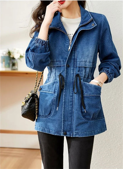 Women’s Denim Jacket 2024 Spring Autumn New Ladies Denim Coat Design Sense Ver