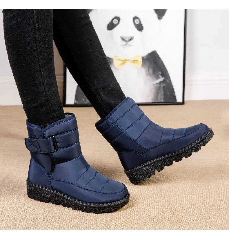 Women's Waterproof Winter Snow Boots – 2025 New Faux Fur Long Plush Platform Ankle Boots with Warm Cotton Lining