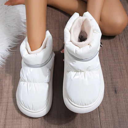 2024 Women's Waterproof Winter Ankle Boots – Cute Plush Down Cloth Snow Boots with Thick Non-Slip Sole & Cotton Lining