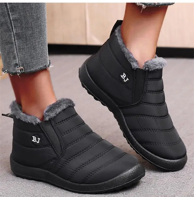 Women's Winter Snow Boots – Waterproof Slip-On Platform Ankle Booties for Casual Chic Style