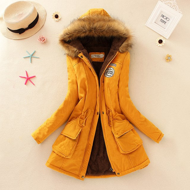 Lightweight Quilted Cotton Jacket for Women - Casual Hooded Parka, Warm Coat for