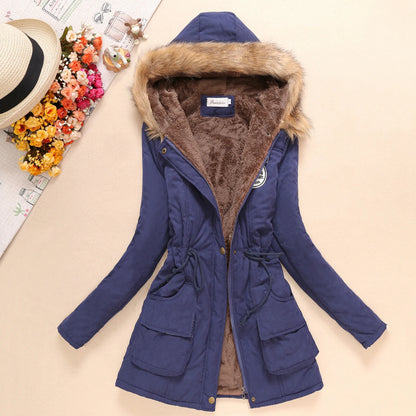 Lightweight Quilted Cotton Jacket for Women - Casual Hooded Parka, Warm Coat for