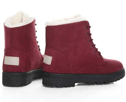 Women's Winter Fur-Lined Snow Boots – Cozy Low-Heel Ankle Footwear for Cold Days