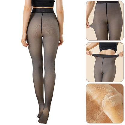 New Winter Warm Black Brown Leggings Sexy Thermal Pantyhose Women Fleece Tights Ladies Fake Translucent Thermal Stockings