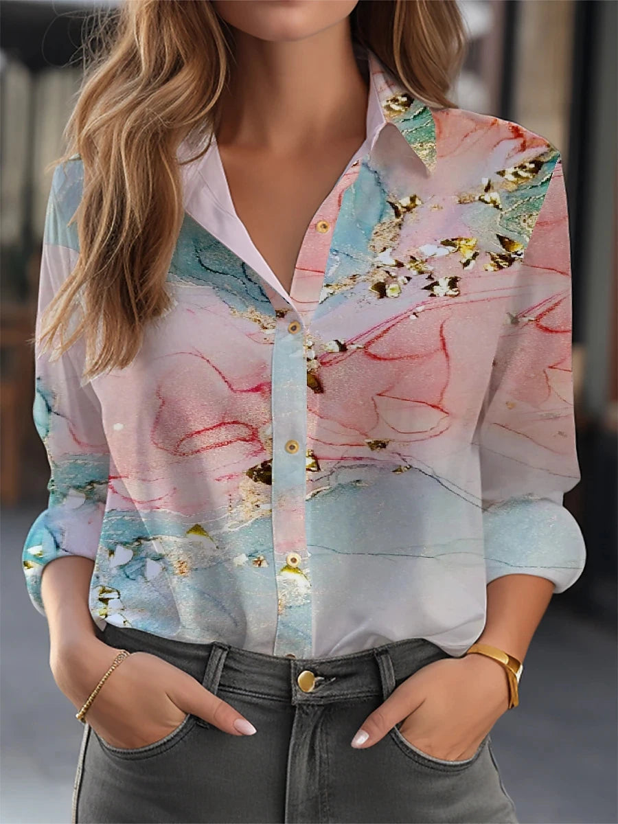 Women's Elegant Long-Sleeve Blouse – Refined Casual Shirt for a Fashion-Forward Look