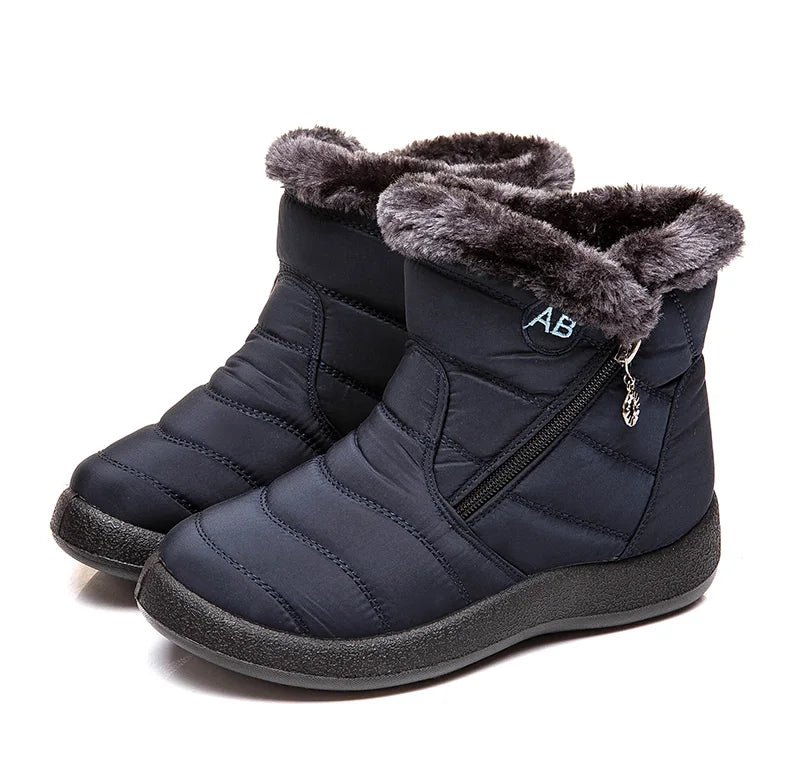 Women's Winter Fur-Lined Snow Boots – Ultra Warm Low-Heel Ankle Booties for Cold Weather