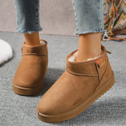 2024 Women's Suede Ankle Snow Boots – Warm & Comfortable Winter Flats, Casual Non-Slip Walking Shoes