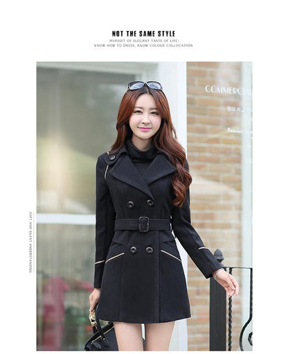 Autumn Winter Women Wool Coat 2024 Ladies Woolen Long Coat Female Fashion Slim-f