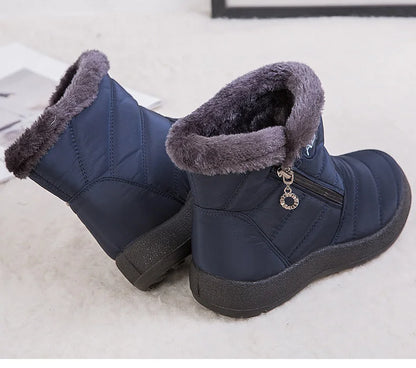 Women's Winter Fur-Lined Snow Boots – Ultra Warm Low-Heel Ankle Booties for Cold Weather