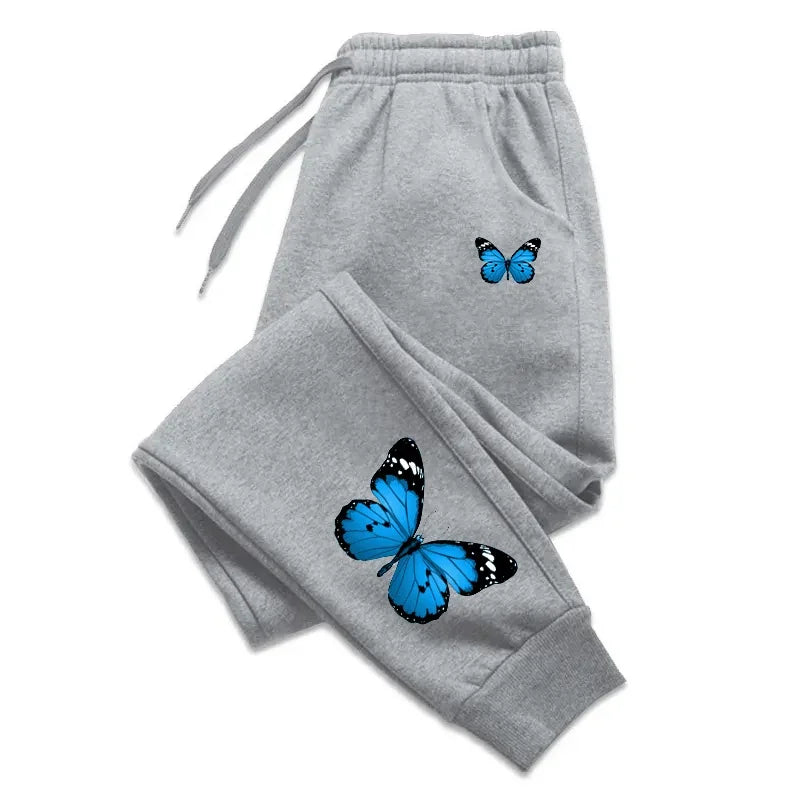 Butterfly Print Women’s Sweatpants - Trendy Casual Joggers, Versatile and Soft Elastic-Waist Streetwear