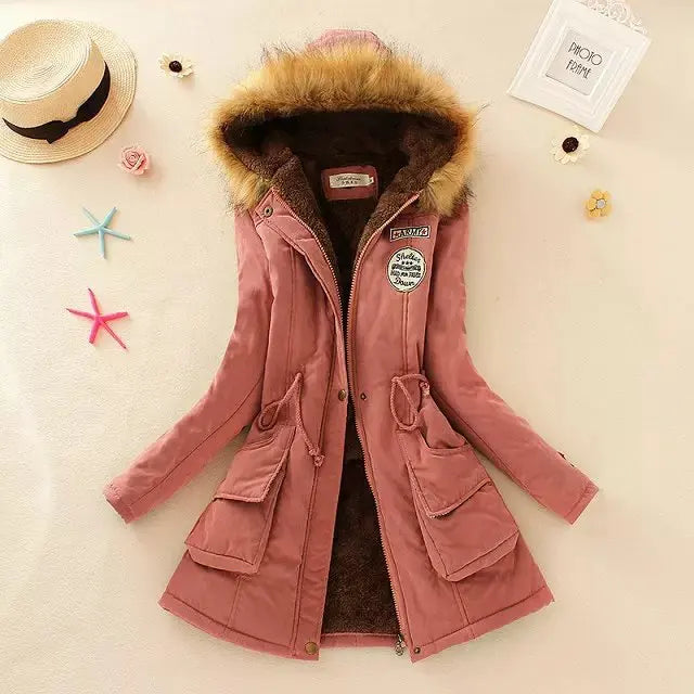 Lightweight Quilted Cotton Jacket for Women - Casual Hooded Parka, Warm Coat for