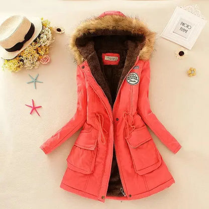 Lightweight Quilted Cotton Jacket for Women - Casual Hooded Parka, Warm Coat for