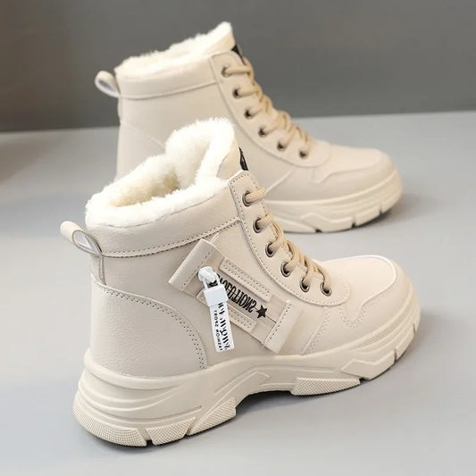 2024 Women's Winter Waterproof Snow Boots – High-Top Height-Increasing Plus Platform Ankle Boots with Cotton Lining