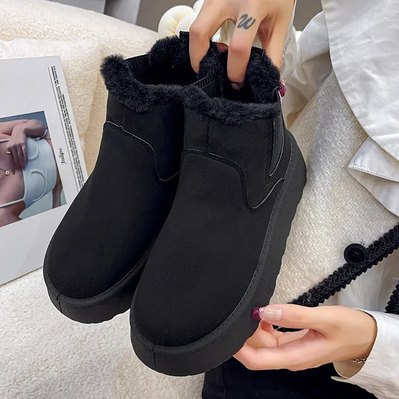 2024 Women's Winter Snow Boots – Plush, Waterproof, Non-Slip Slip-On Ankle Booties for Casual Elegance