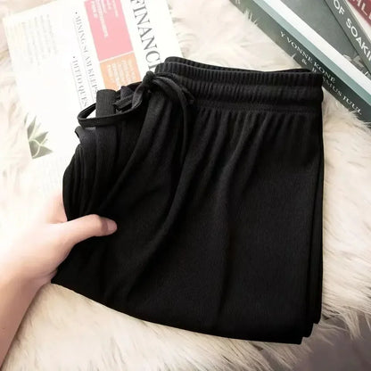 Calça Feminina de Seda Gelada - Cintura Alta e Conforto Casual