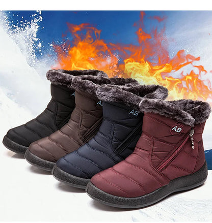 Women's Winter Fur-Lined Snow Boots – Ultra Warm Low-Heel Ankle Booties for Cold Weather