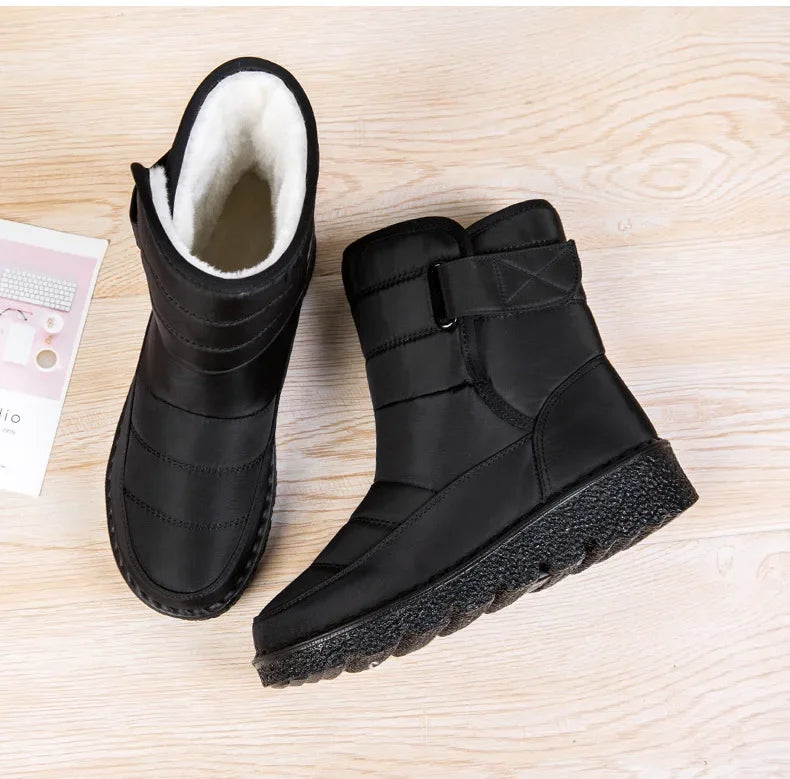 Women's Waterproof Winter Snow Boots – 2025 New Faux Fur Long Plush Platform Ankle Boots with Warm Cotton Lining