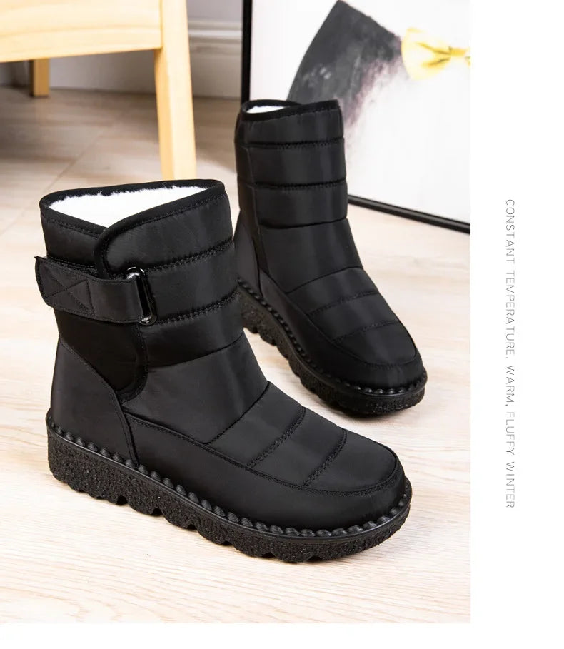 Women's Waterproof Winter Snow Boots – 2025 New Faux Fur Long Plush Platform Ankle Boots with Warm Cotton Lining