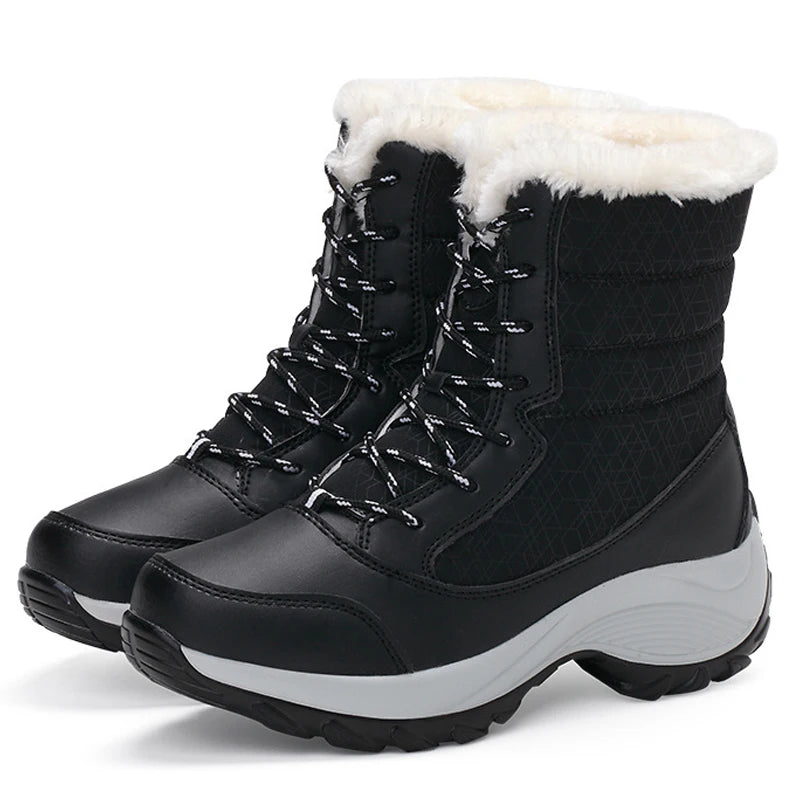 Women's Winter Snow Boots – Waterproof, Non-Slip Platform with Fur-Lined Ankle & Thigh-High Wedge Design