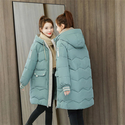 Women's Long Cotton Overcoat - Thick, Warm, Windproof Jacket, Casual Student Parka for Winter 2022