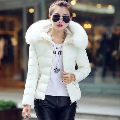 Women's Faux Raccoon Fur Collar Parka, High-Quality Winter Coat, Outerwear, 2021