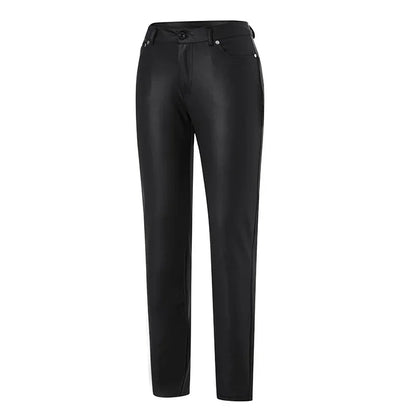 New Women's PU Leather Stretch Bodycon Pants - High-Waist Sexy Black Leggings, Long Casual Pencil Trousers, Plus Sizes XS-4XL