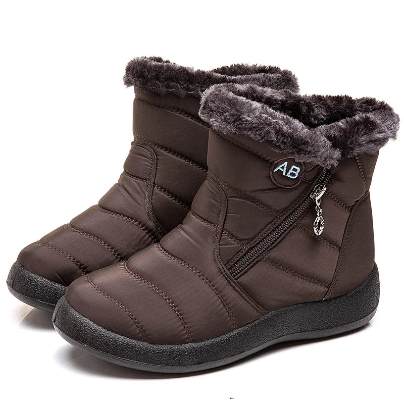 Women's Winter Fur-Lined Snow Boots – Ultra Warm Low-Heel Ankle Booties for Cold Weather