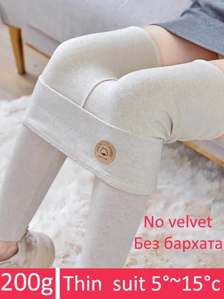 Women's Leggings with Fleece Thick Warm Velvet Cotton Tights Female Legging Pants Winter Skinny Grey Thermal Leggings for Women