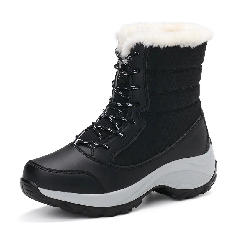 Women's Winter Snow Boots – Waterproof, Non-Slip Platform with Fur-Lined Ankle & Thigh-High Wedge Design